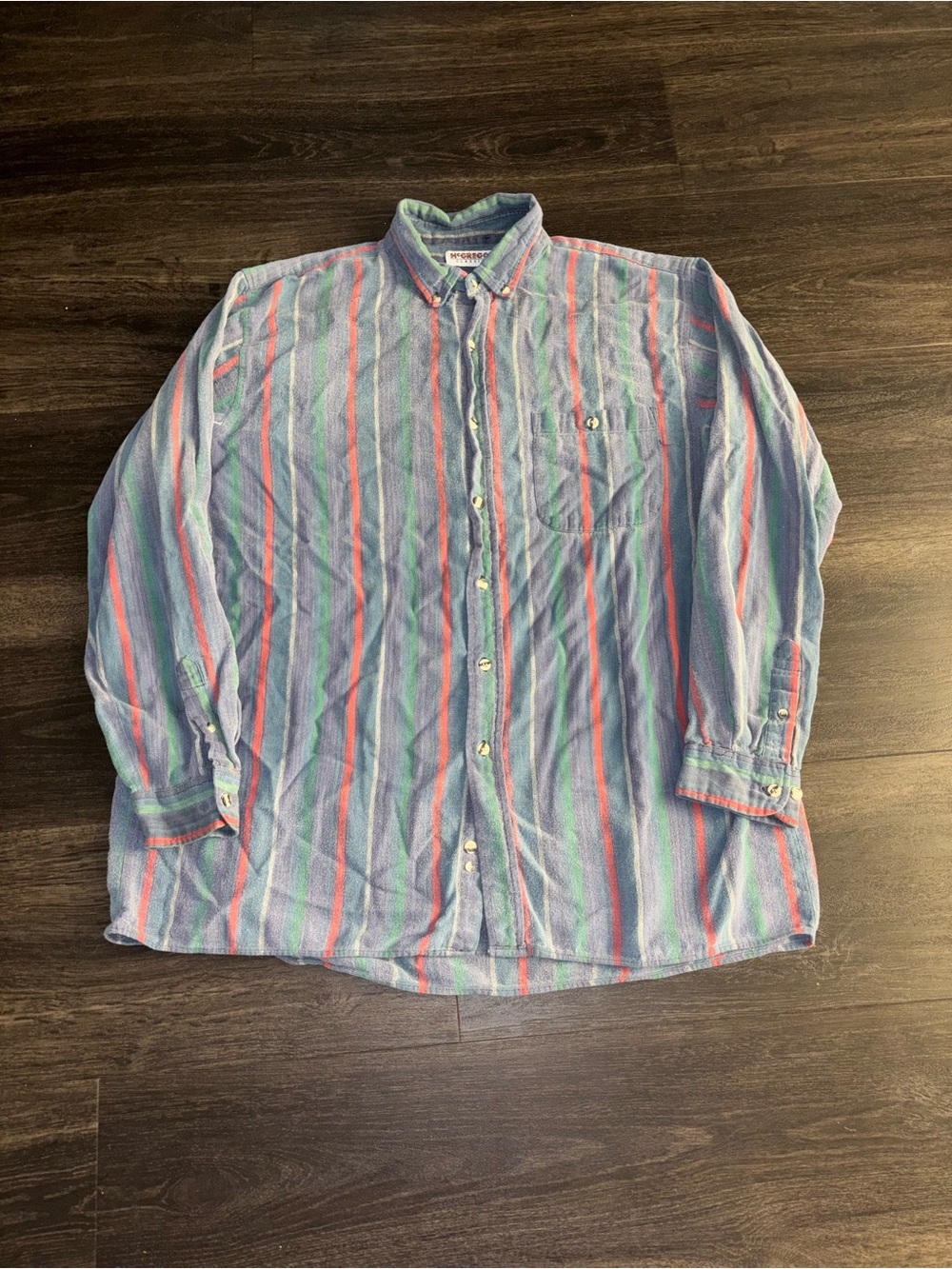 Vintage Y2K McGregor Striped Flannel Blue Red Green XLT